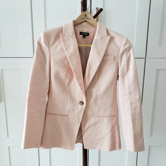 J Crew Blazer Womens 4 Pink Alexandra Linen Stretch Blend - Picture 3 of 11